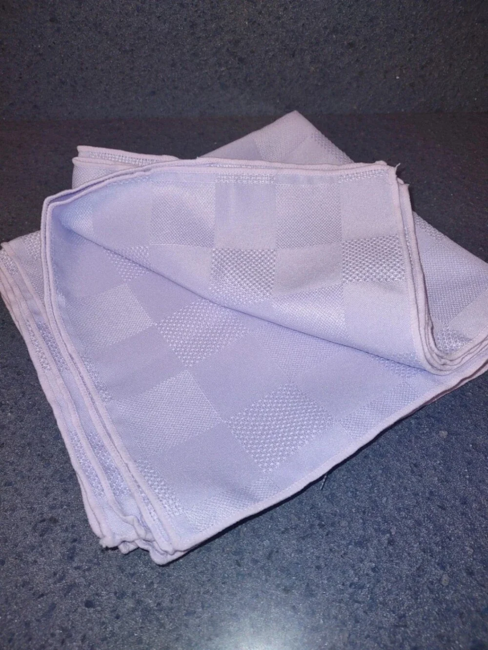 Set of 6 Soft Lilac Checkered Weave Cloth Napkins Pastel Purple/ Lilac Unbranded